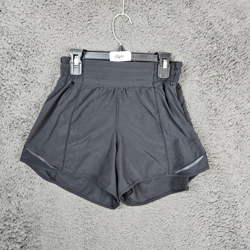 Lululemon Black‎ High Rise Mesh Trim Running Athletic Shorts Womens 23" Waist